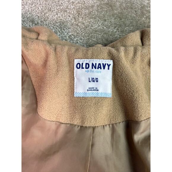 Old Navy Camel Tan Button Front Wool Blend Coat Women S Sz Large Retro Vtg Look - Picture 5 of 11